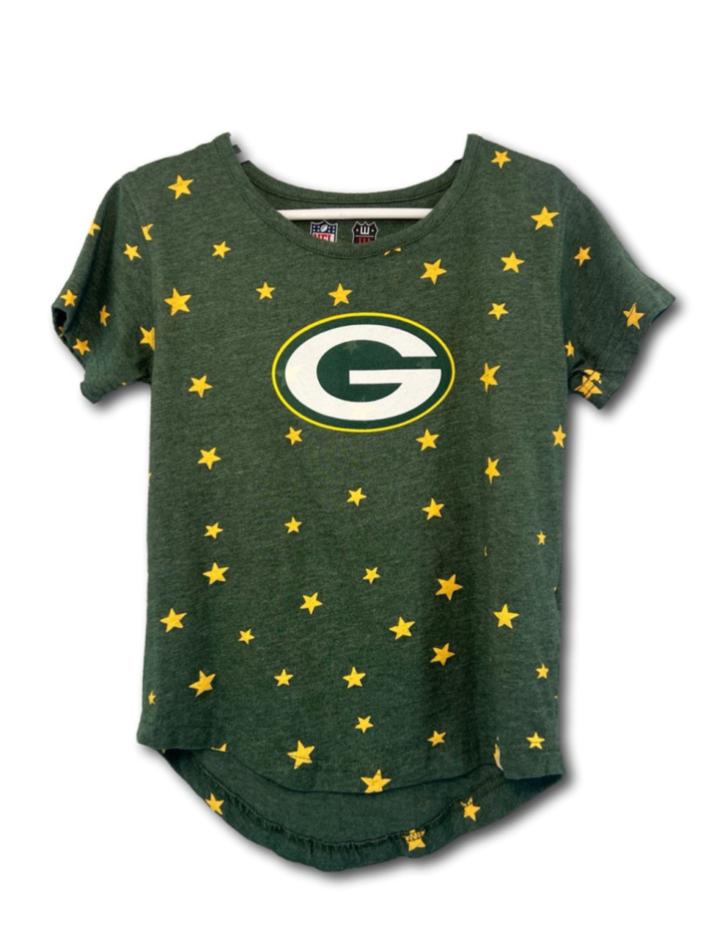 Green Bay Packers Toddler Girls Shimmer Star Drop T-Shirt Green Yellow Size 5